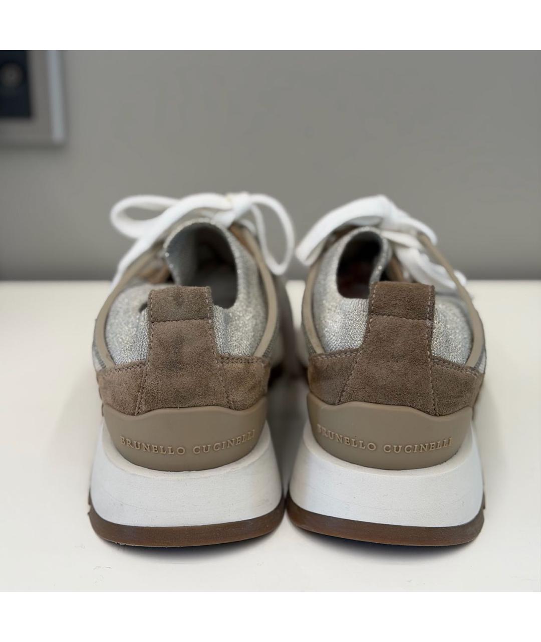 BRUNELLO CUCINELLI Бежевые текстильные кроссовки, фото 3