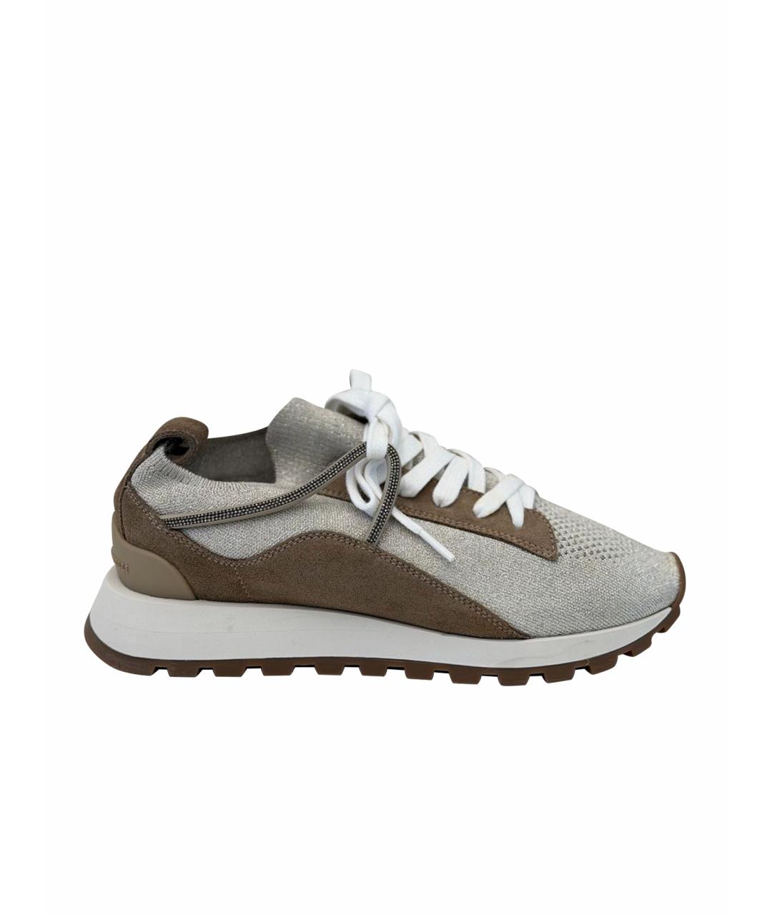BRUNELLO CUCINELLI Бежевые текстильные кроссовки, фото 1
