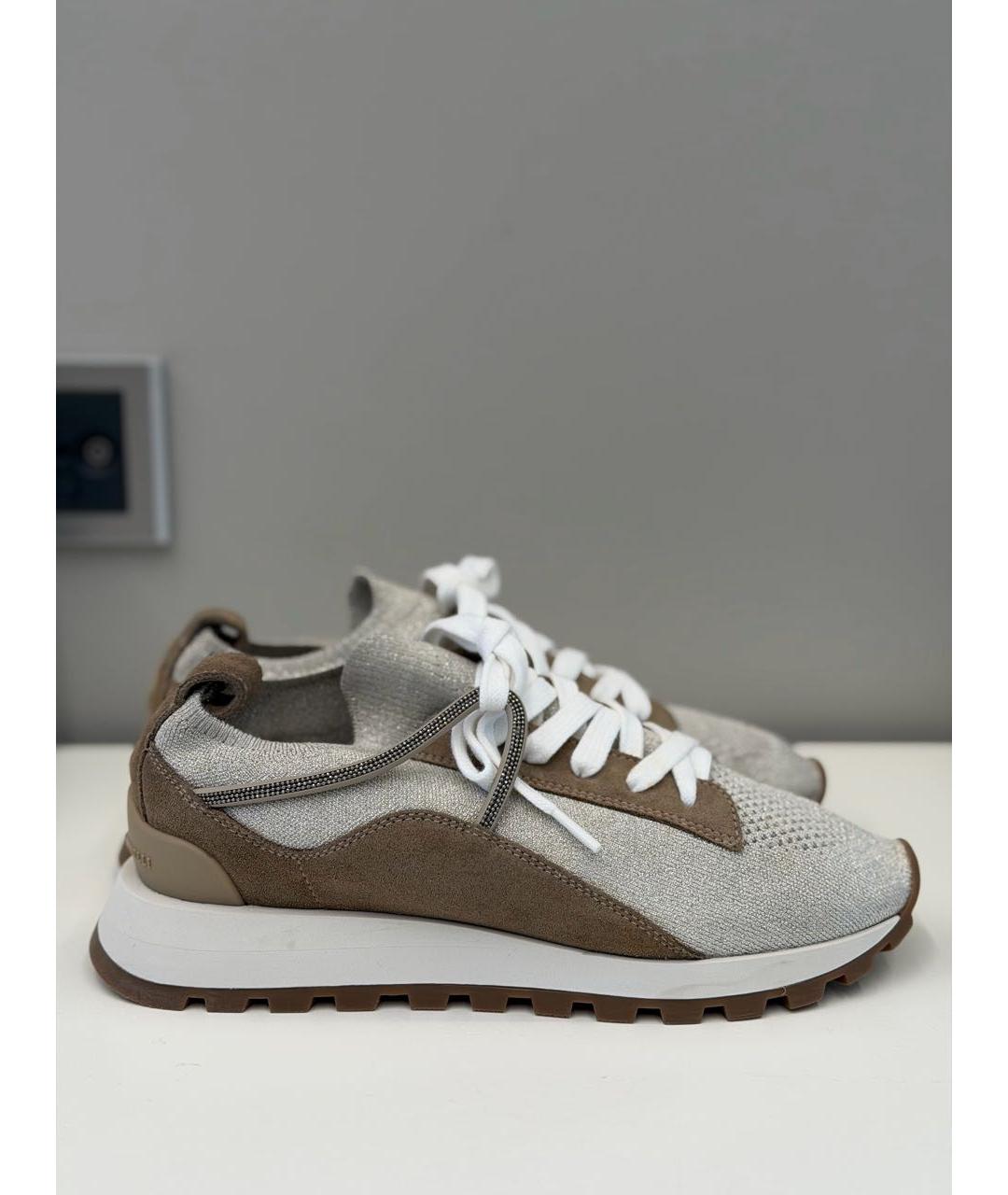 BRUNELLO CUCINELLI Бежевые текстильные кроссовки, фото 5