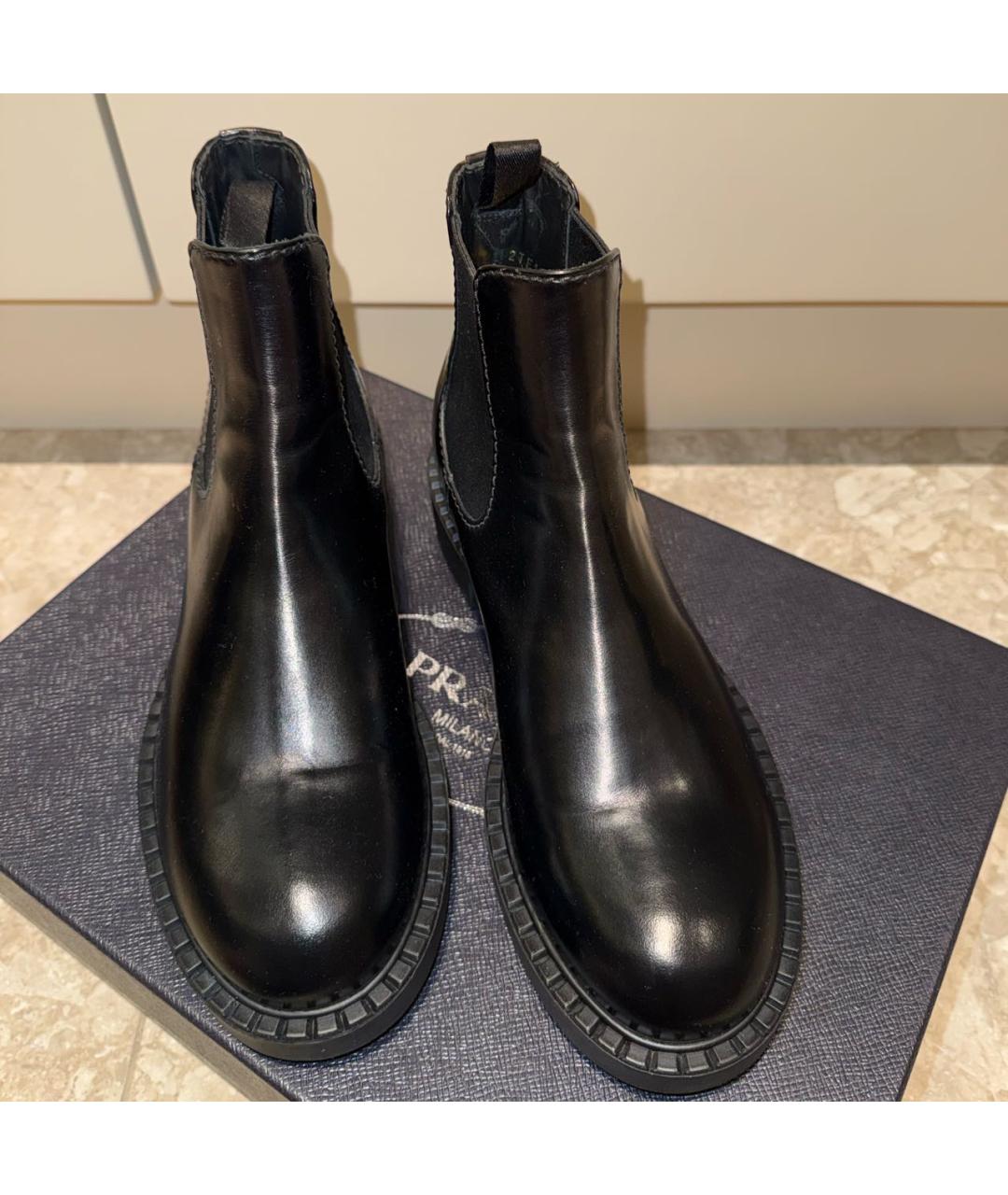 PRADA Черные кожаные высокие ботинки, фото 2