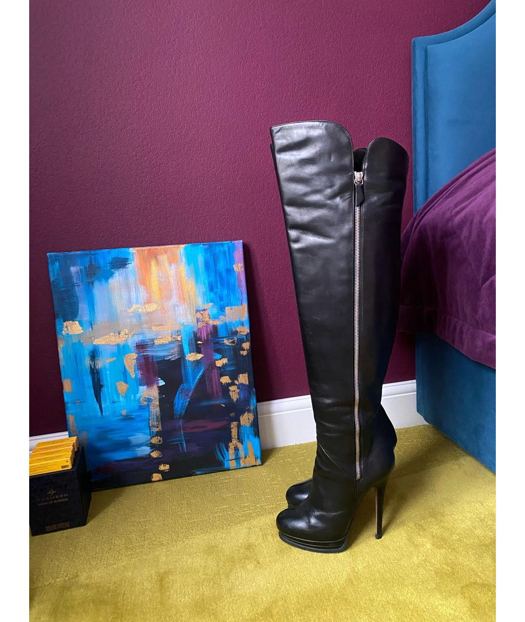 CASADEI Черные кожаные ботфорты, фото 8