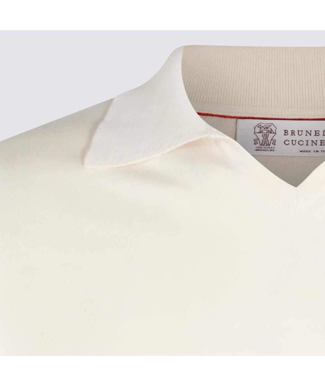 BRUNELLO CUCINELLI Белое поло с длинным рукавом, фото 4