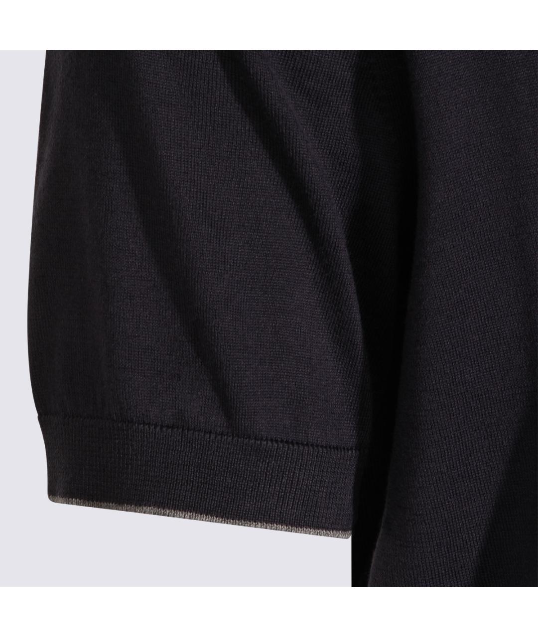 BRUNELLO CUCINELLI Синее хлопковое поло с коротким рукавом, фото 2