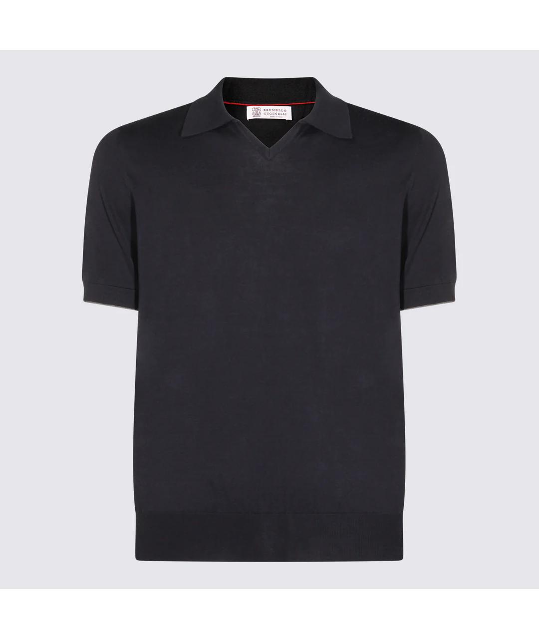 BRUNELLO CUCINELLI Синее хлопковое поло с коротким рукавом, фото 5