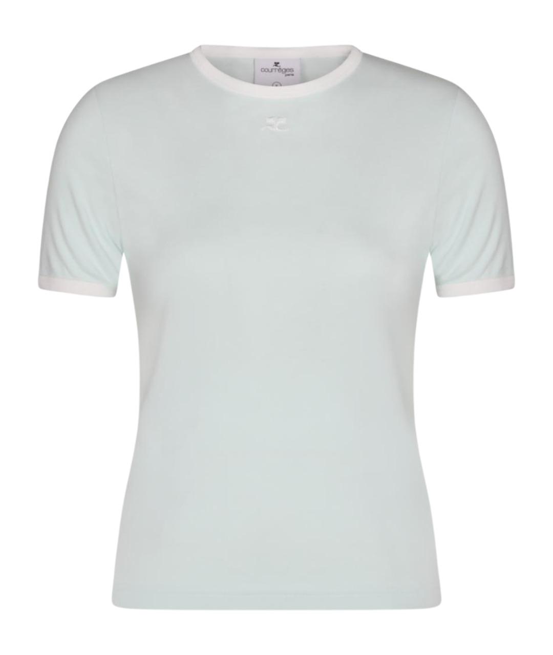 COURREGES Голубая хлопковая футболка, фото 1