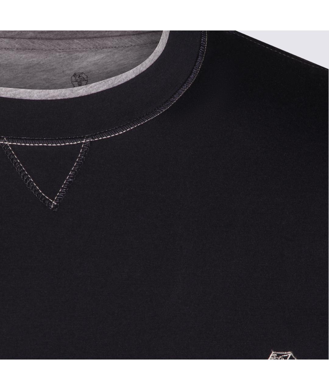 BRUNELLO CUCINELLI Синяя хлопковая футболка, фото 3