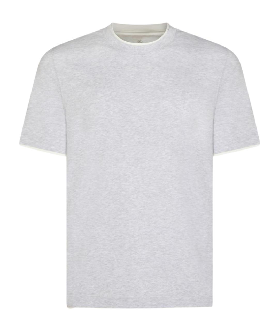 BRUNELLO CUCINELLI Серая хлопковая футболка, фото 1