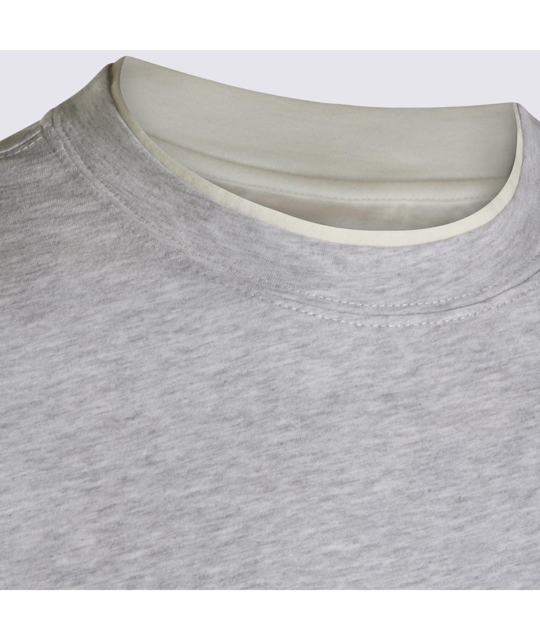 BRUNELLO CUCINELLI Серая хлопковая футболка, фото 4