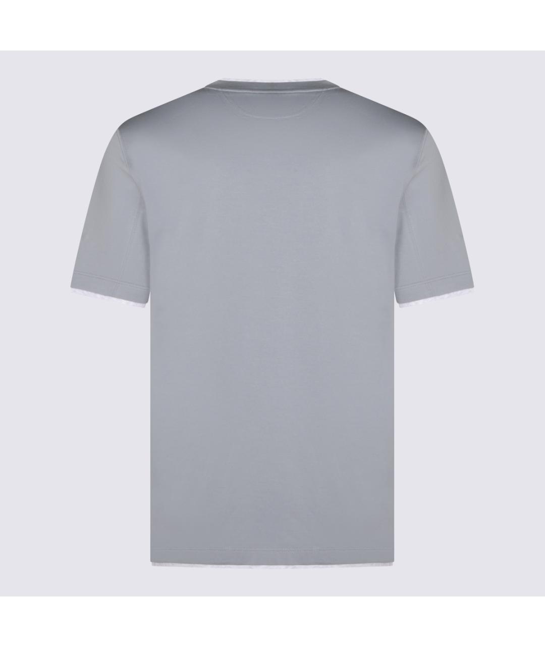 BRUNELLO CUCINELLI Синяя хлопковая футболка, фото 2