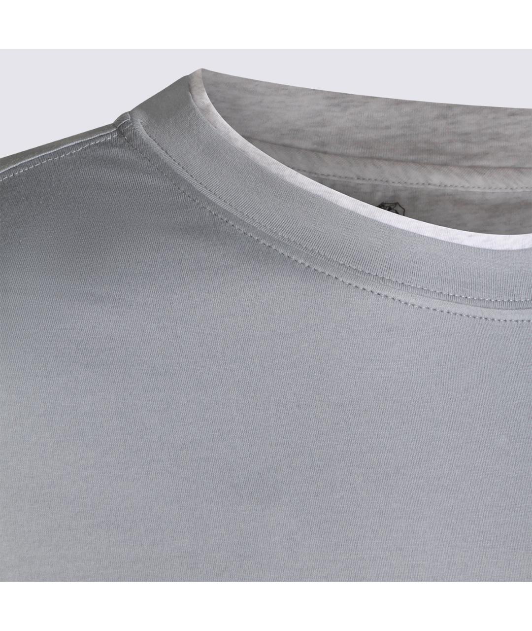 BRUNELLO CUCINELLI Синяя хлопковая футболка, фото 3