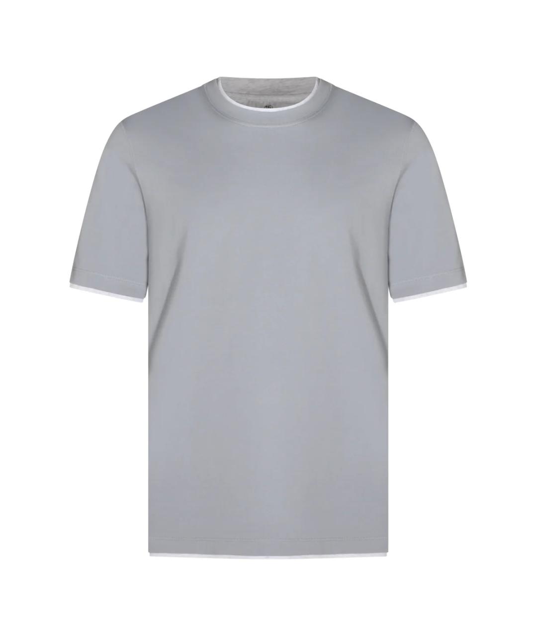 BRUNELLO CUCINELLI Синяя хлопковая футболка, фото 1