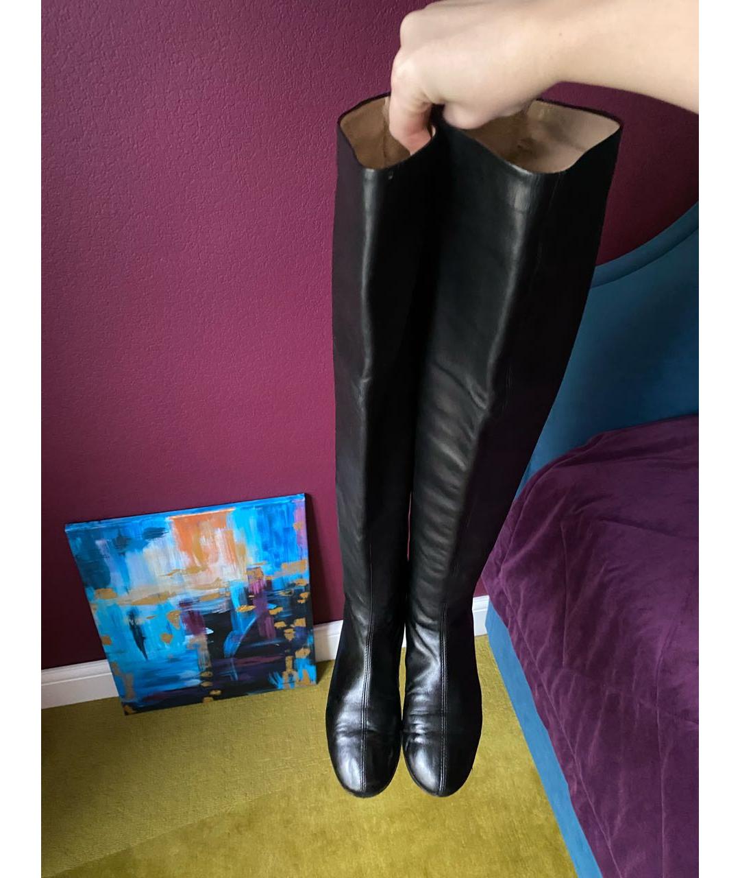 GIUSEPPE ZANOTTI DESIGN Черные кожаные ботфорты, фото 4