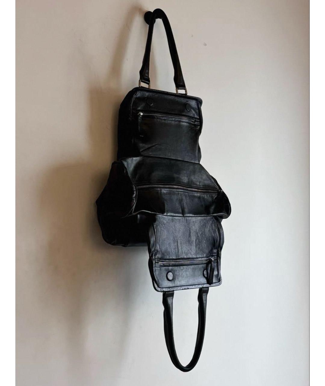 MAISON MARGIELA Черная кожаная сумка с короткими ручками, фото 3