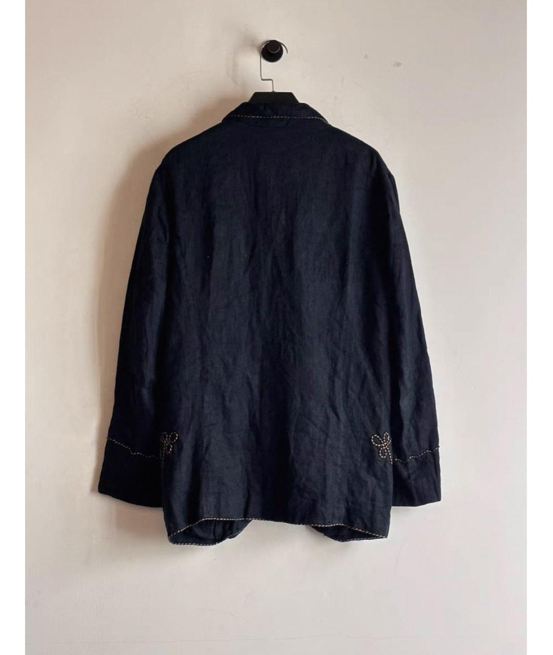 DRIES VAN NOTEN Темно-синяя льняная куртка, фото 2