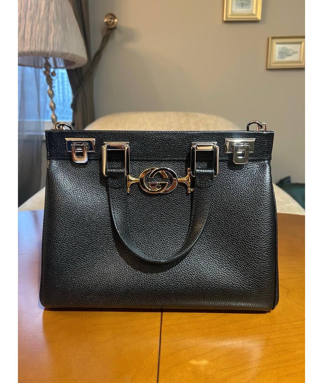 GUCCI Черная кожаная сумка с короткими ручками, фото 5