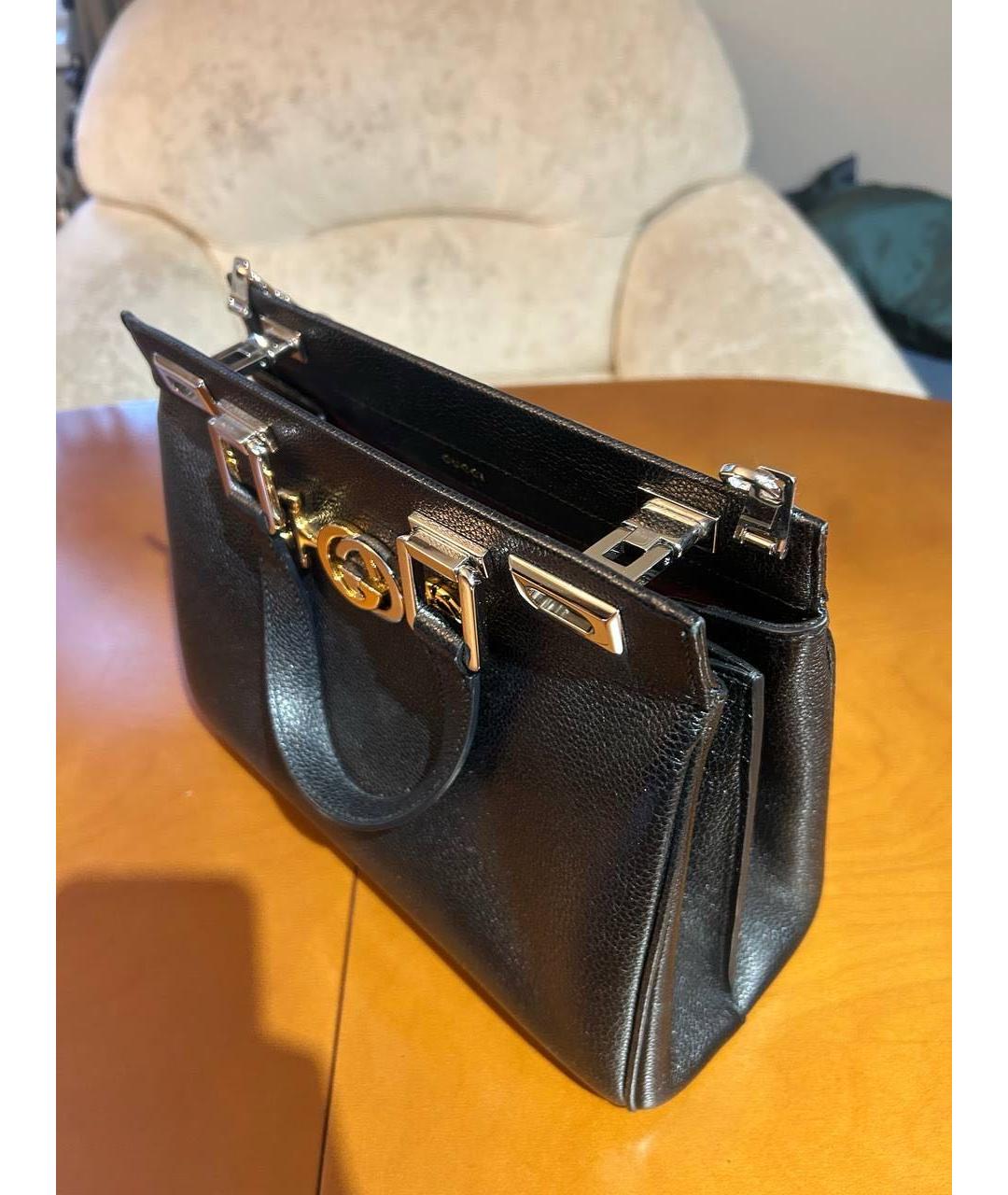 GUCCI Черная кожаная сумка с короткими ручками, фото 3