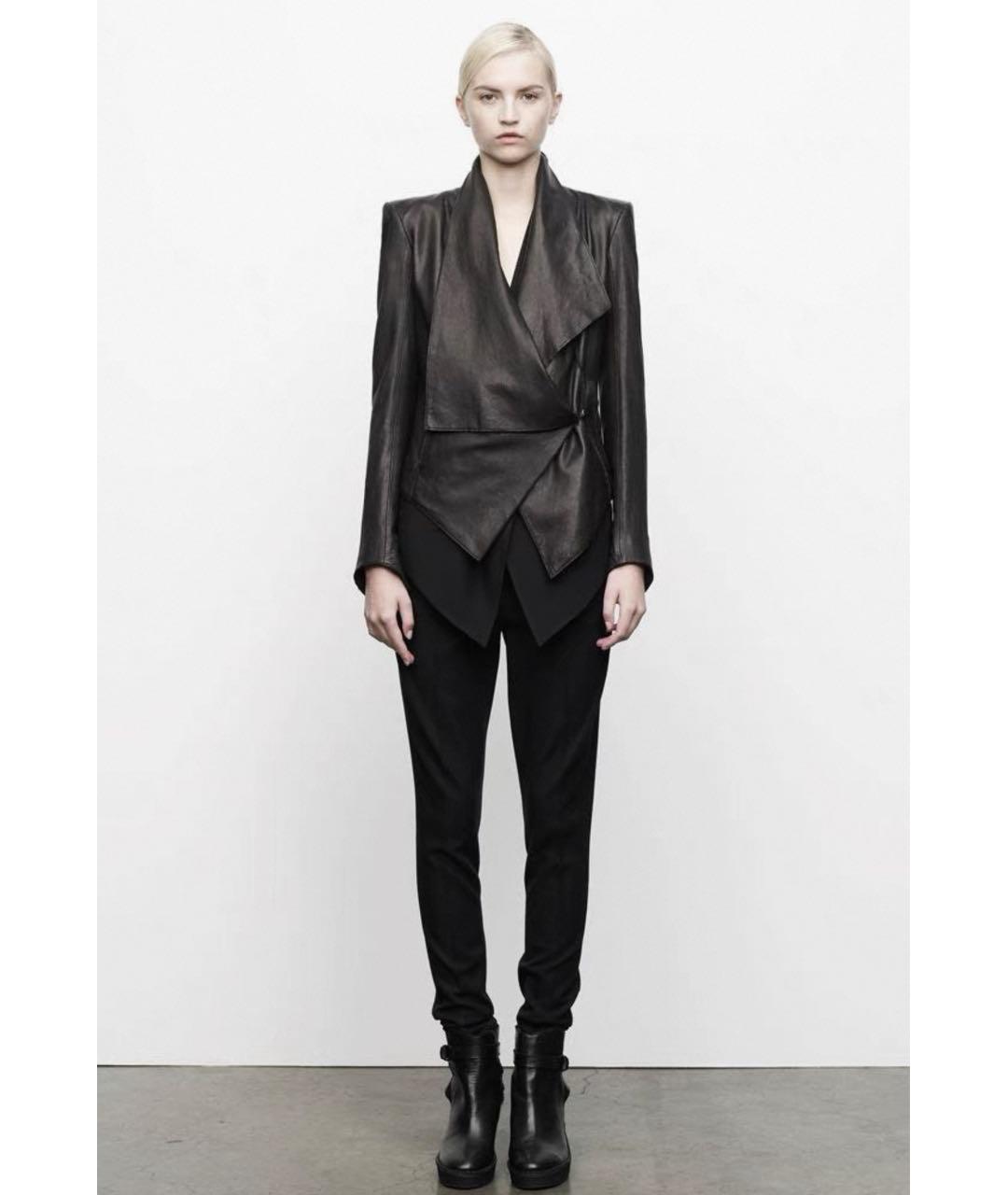 HELMUT LANG Черная кожаная куртка, фото 5