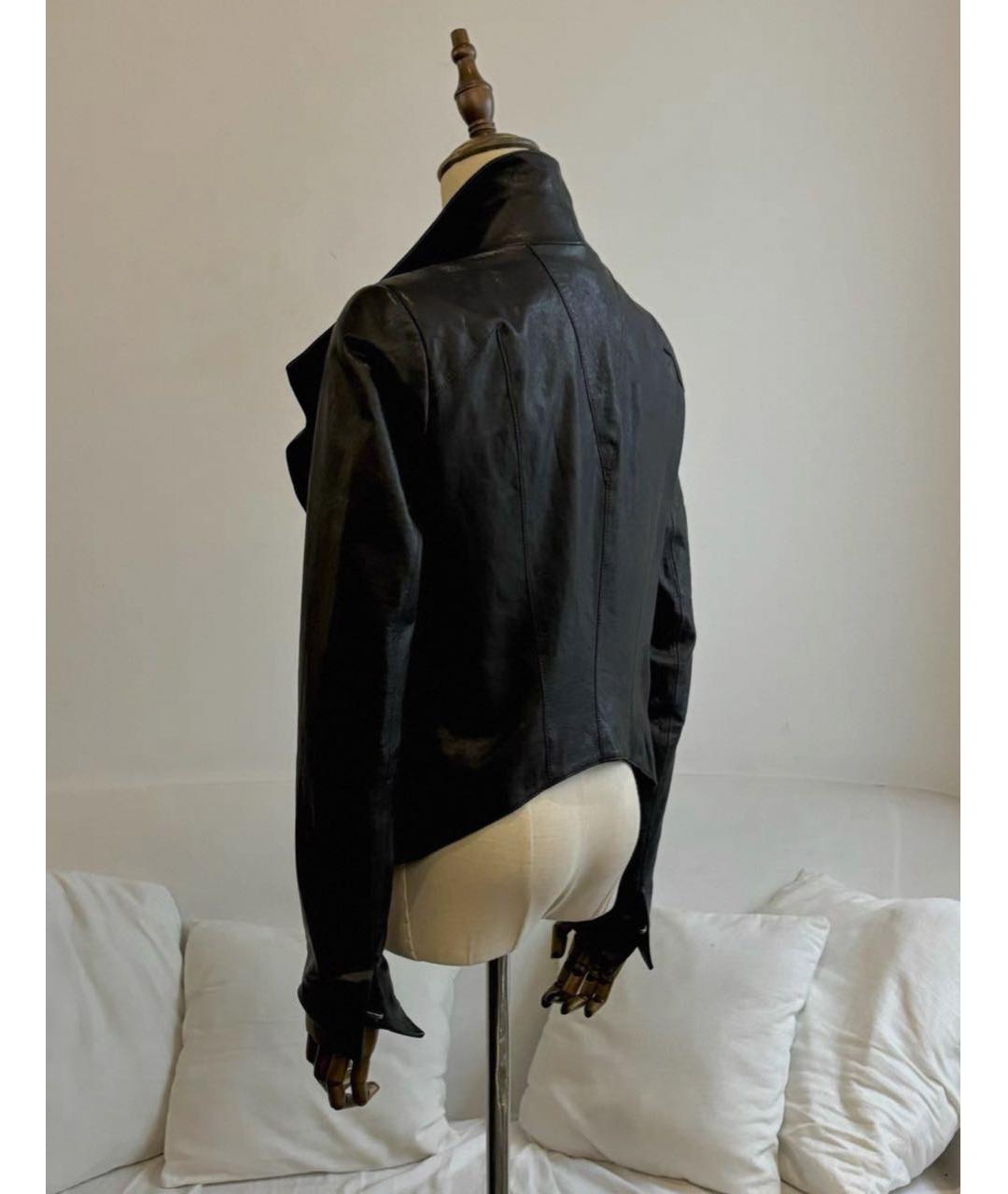 HELMUT LANG Черная кожаная куртка, фото 2