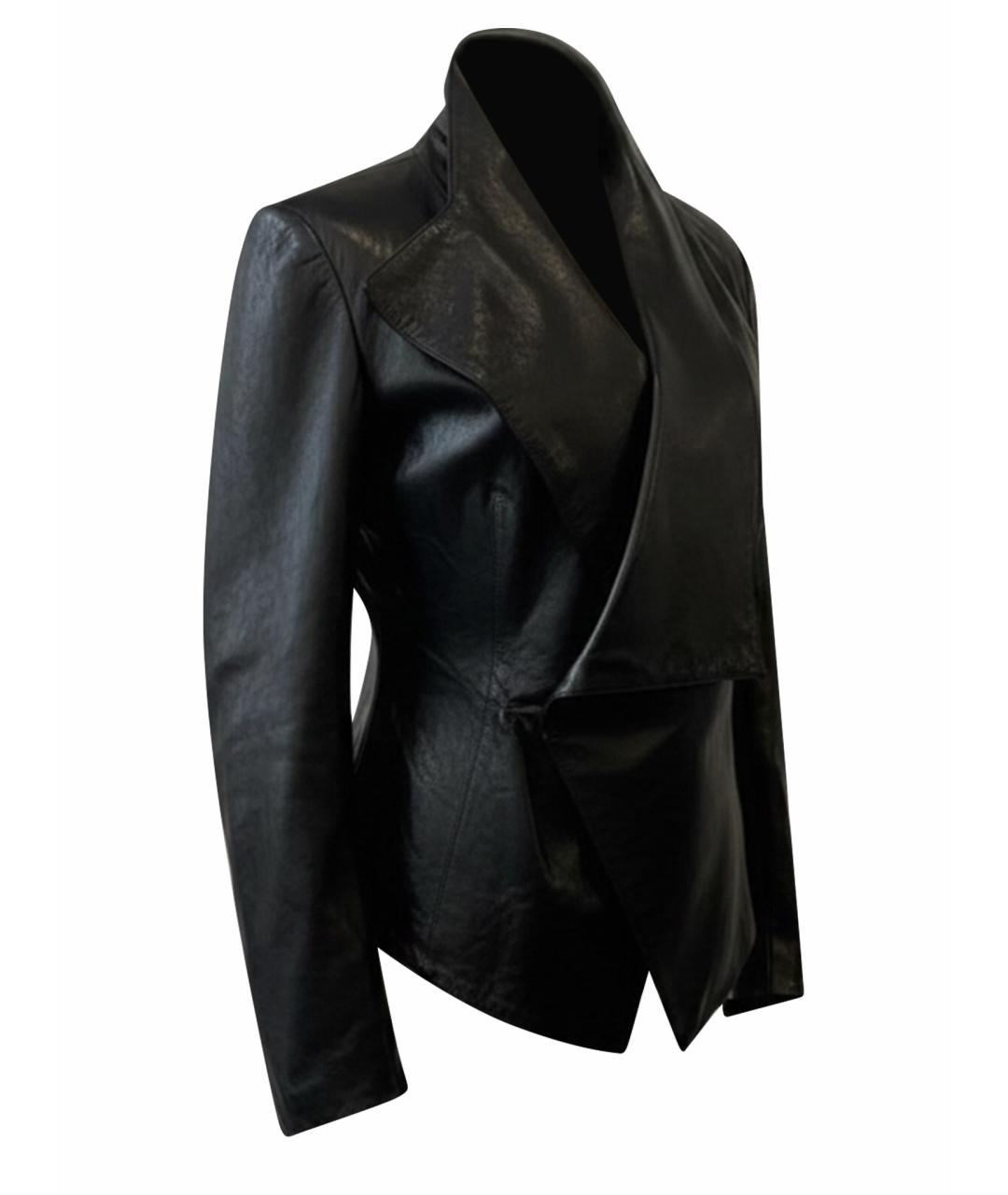 HELMUT LANG Черная кожаная куртка, фото 1