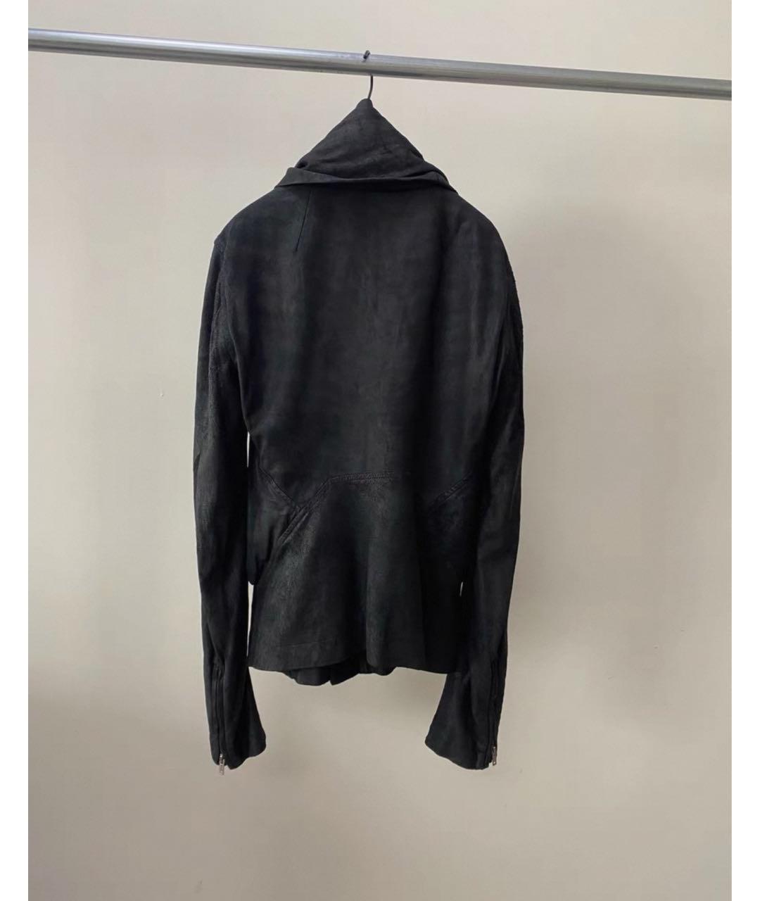 RICK OWENS Черная кожаная куртка, фото 2