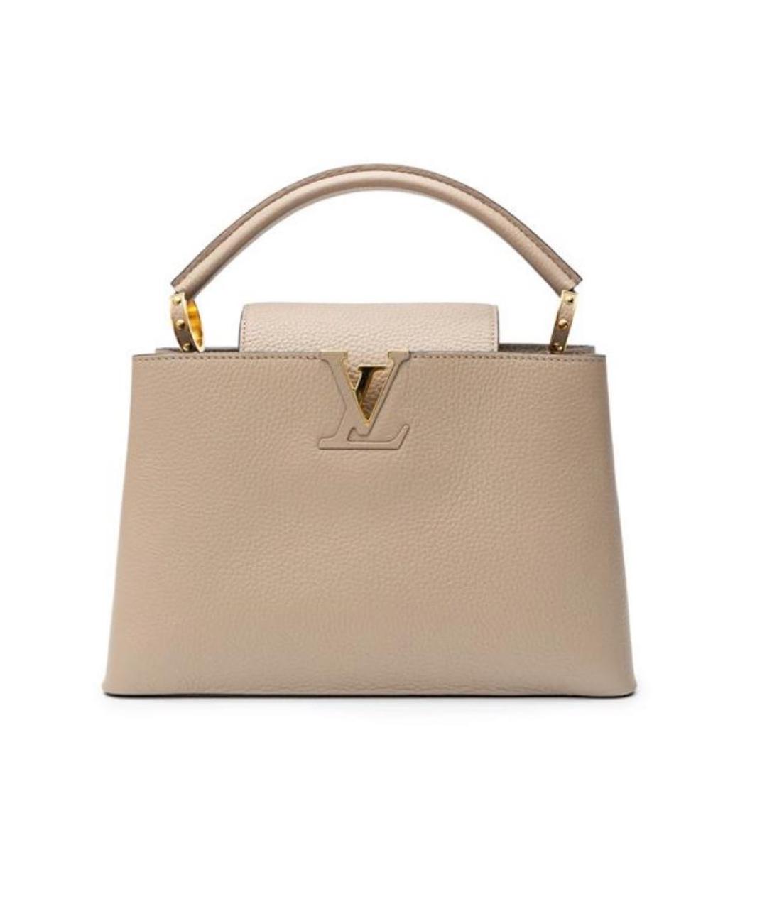 LOUIS VUITTON Бежевая кожаная сумка с короткими ручками, фото 1