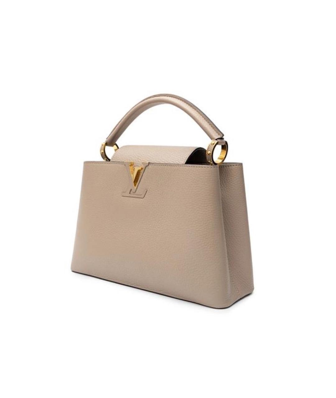 LOUIS VUITTON Бежевая кожаная сумка с короткими ручками, фото 4