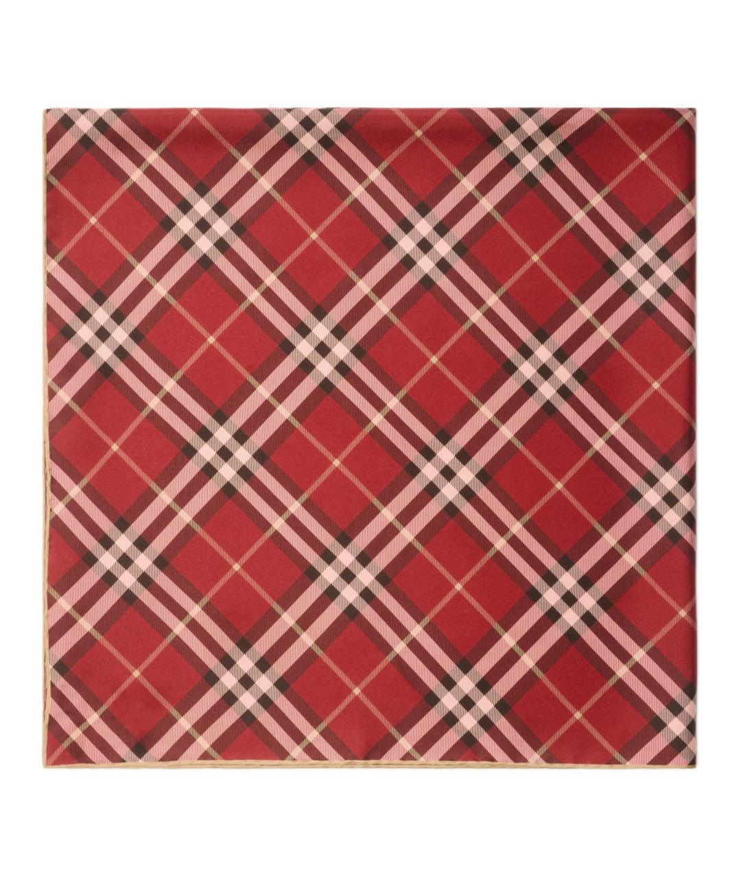 BURBERRY Красный шелковый шарф, фото 2
