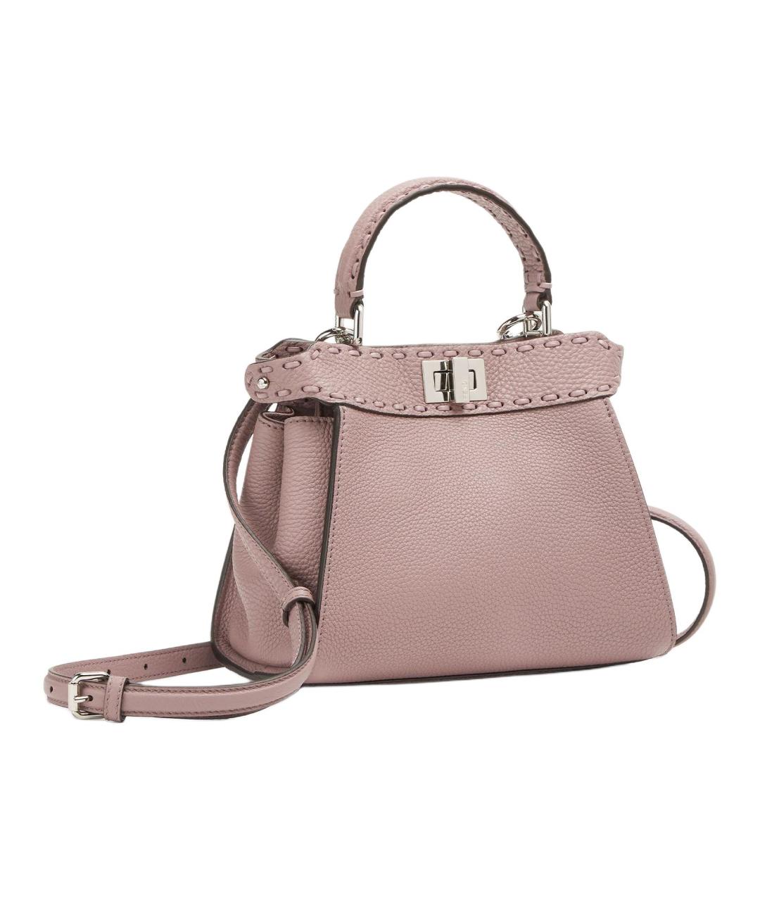 FENDI Розовая кожаная сумка через плечо, фото 3