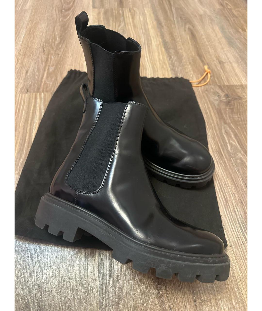 TOD'S Черные кожаные полусапоги, фото 5