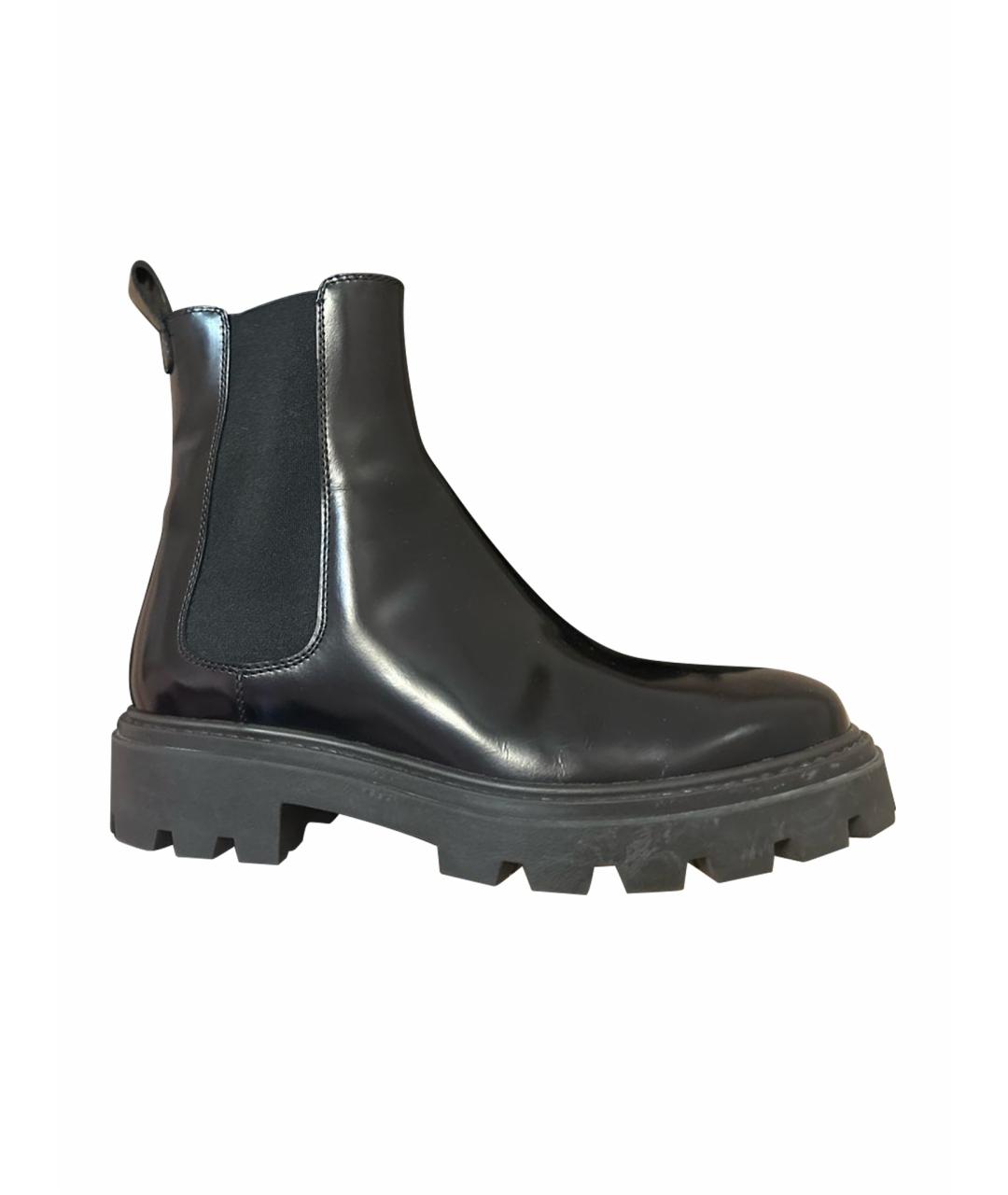 TOD'S Черные кожаные полусапоги, фото 1