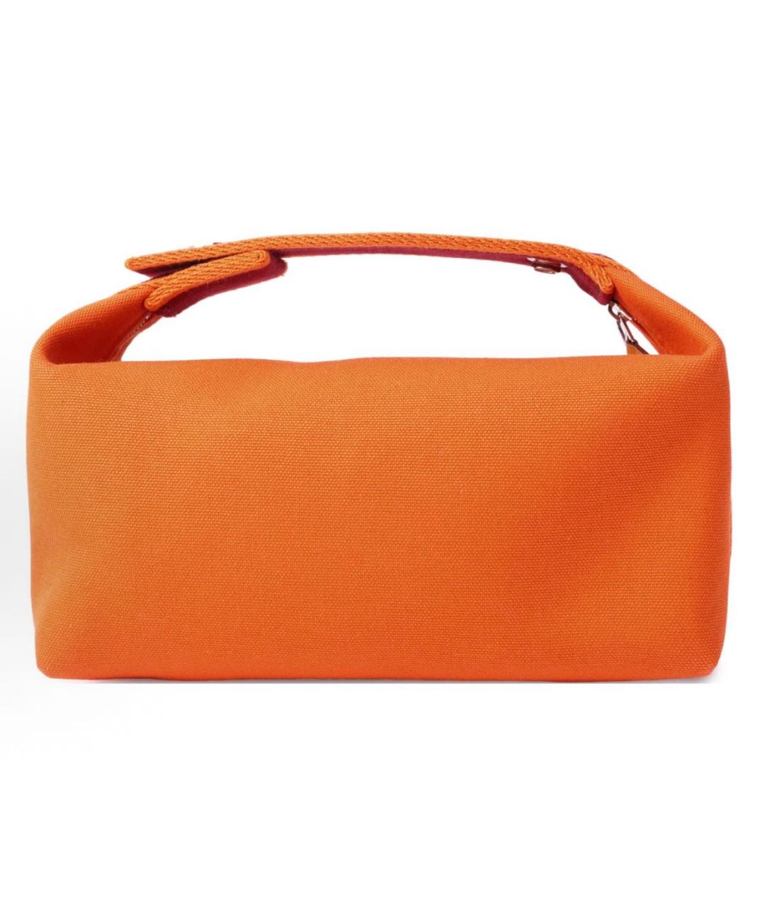 HERMES Оранжевая хлопковая косметичка, фото 3
