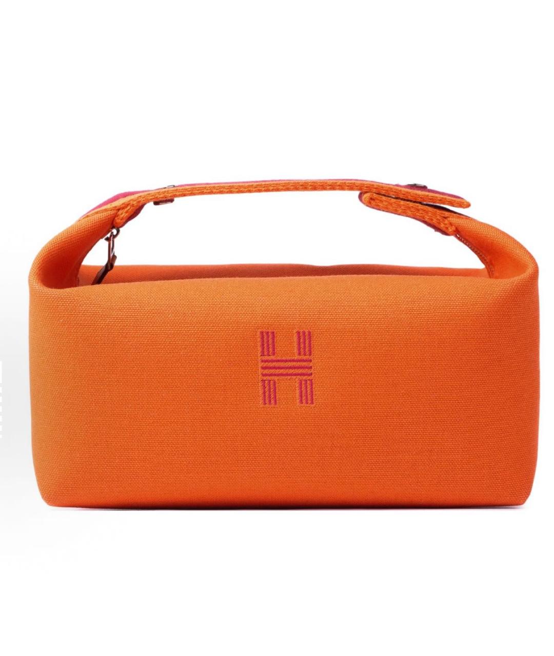 HERMES Оранжевая хлопковая косметичка, фото 8