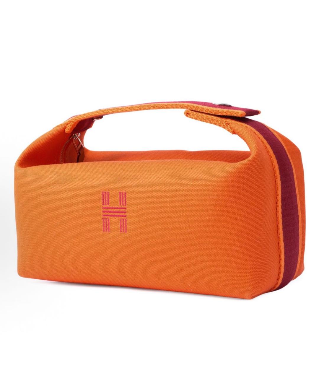 HERMES Оранжевая хлопковая косметичка, фото 2
