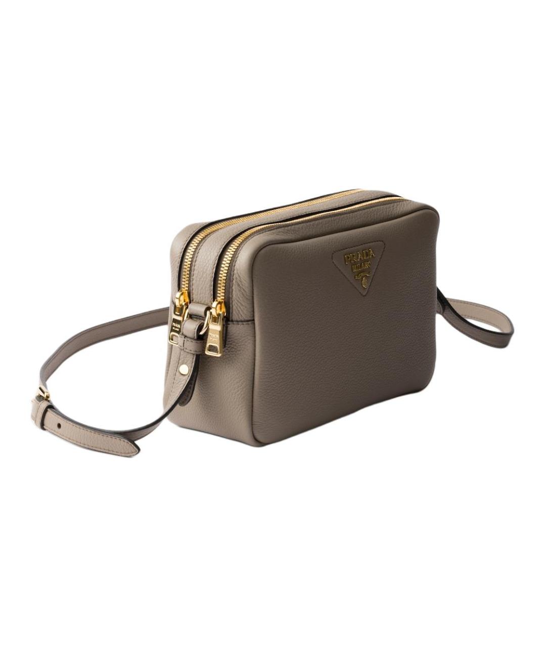 PRADA Серая кожаная сумка через плечо, фото 3