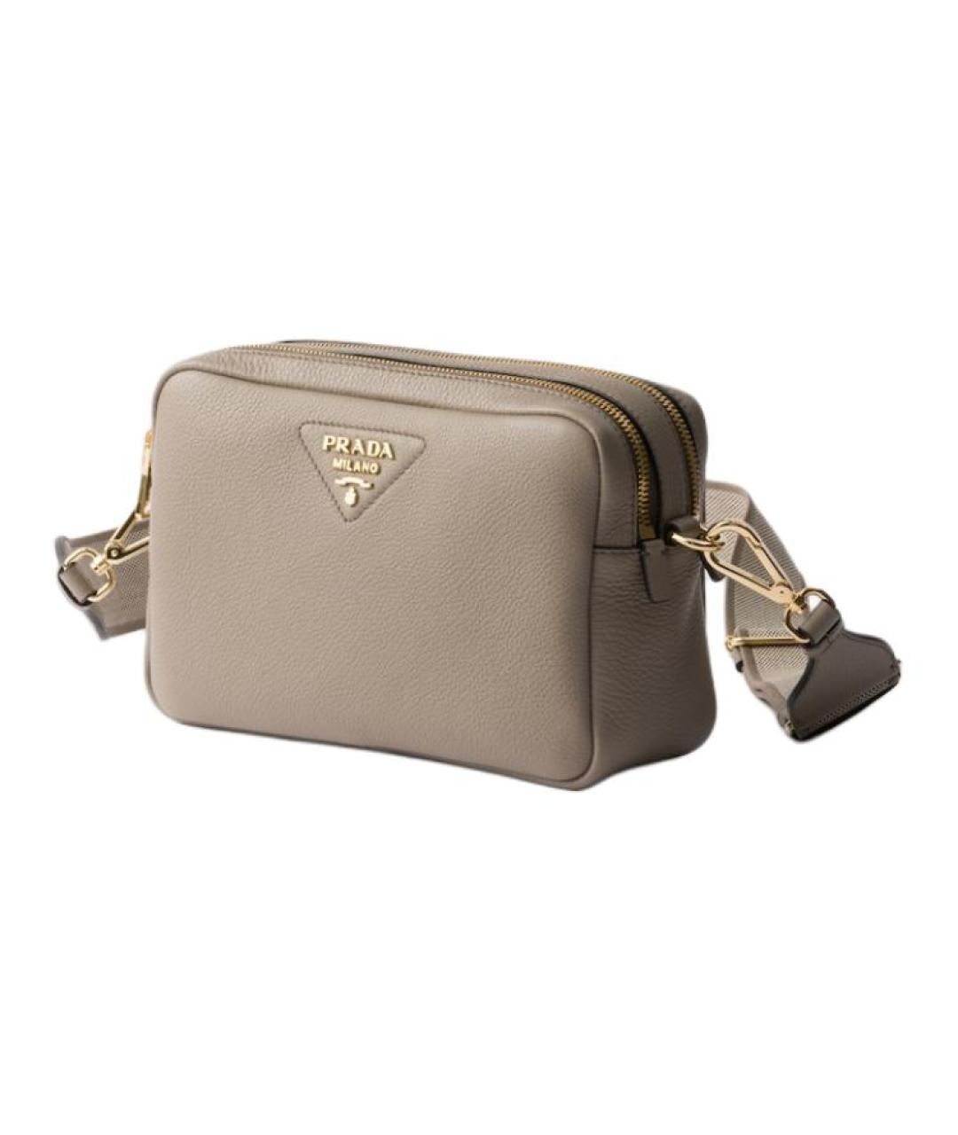 PRADA Серая кожаная сумка через плечо, фото 2