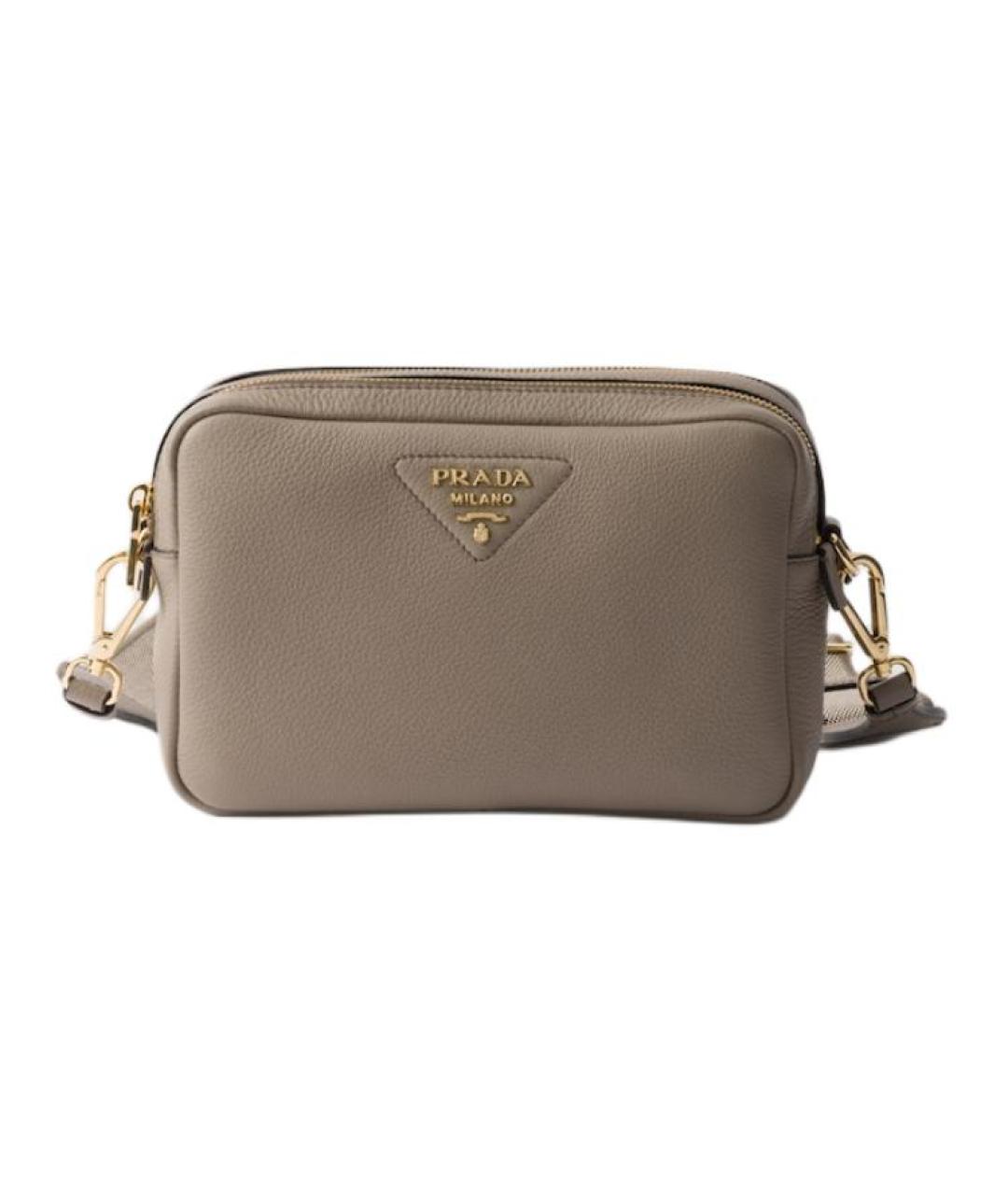 PRADA Серая кожаная сумка через плечо, фото 1