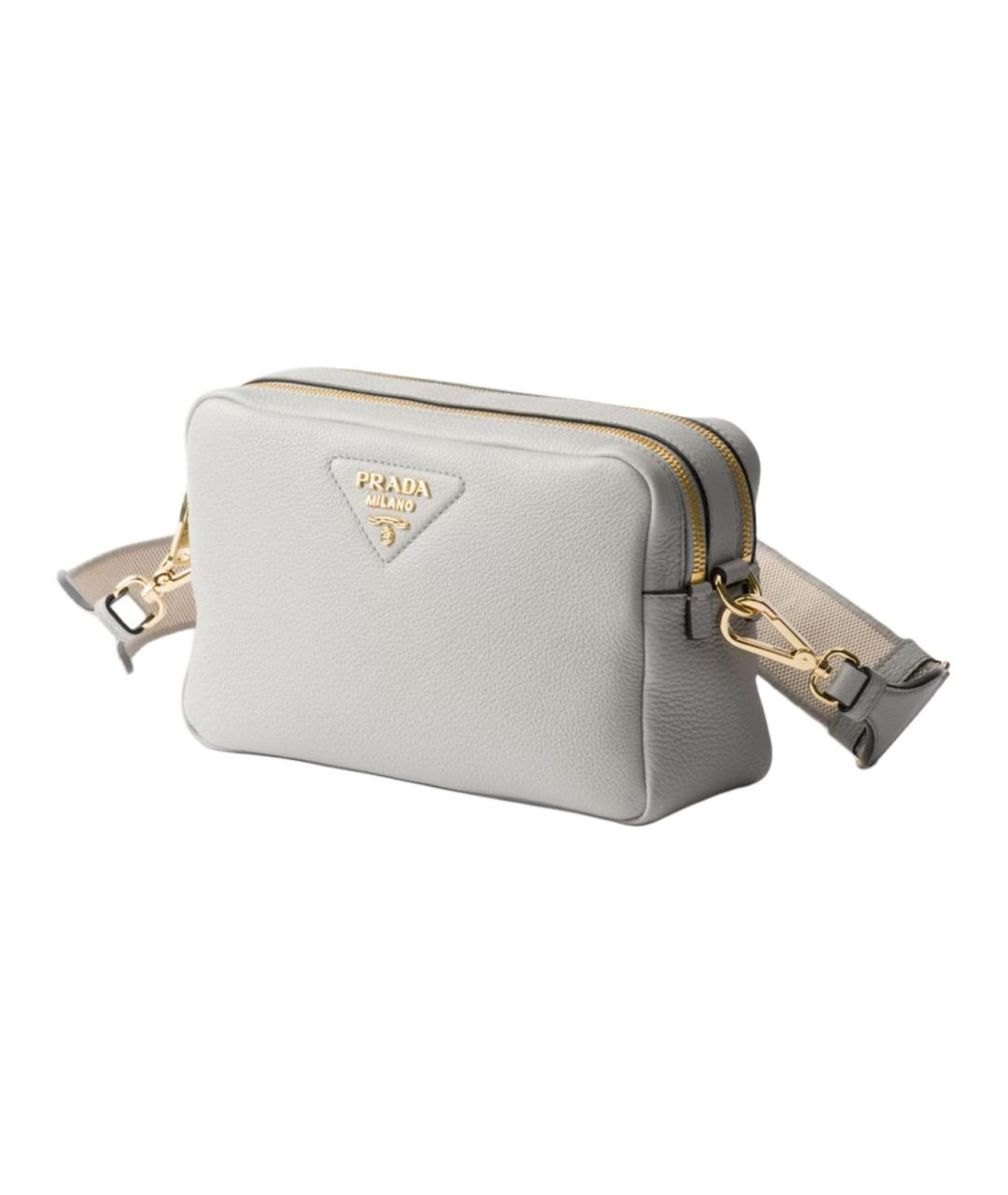 PRADA Серая кожаная сумка через плечо, фото 2