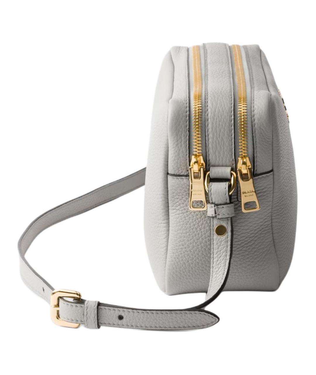 PRADA Серая кожаная сумка через плечо, фото 3