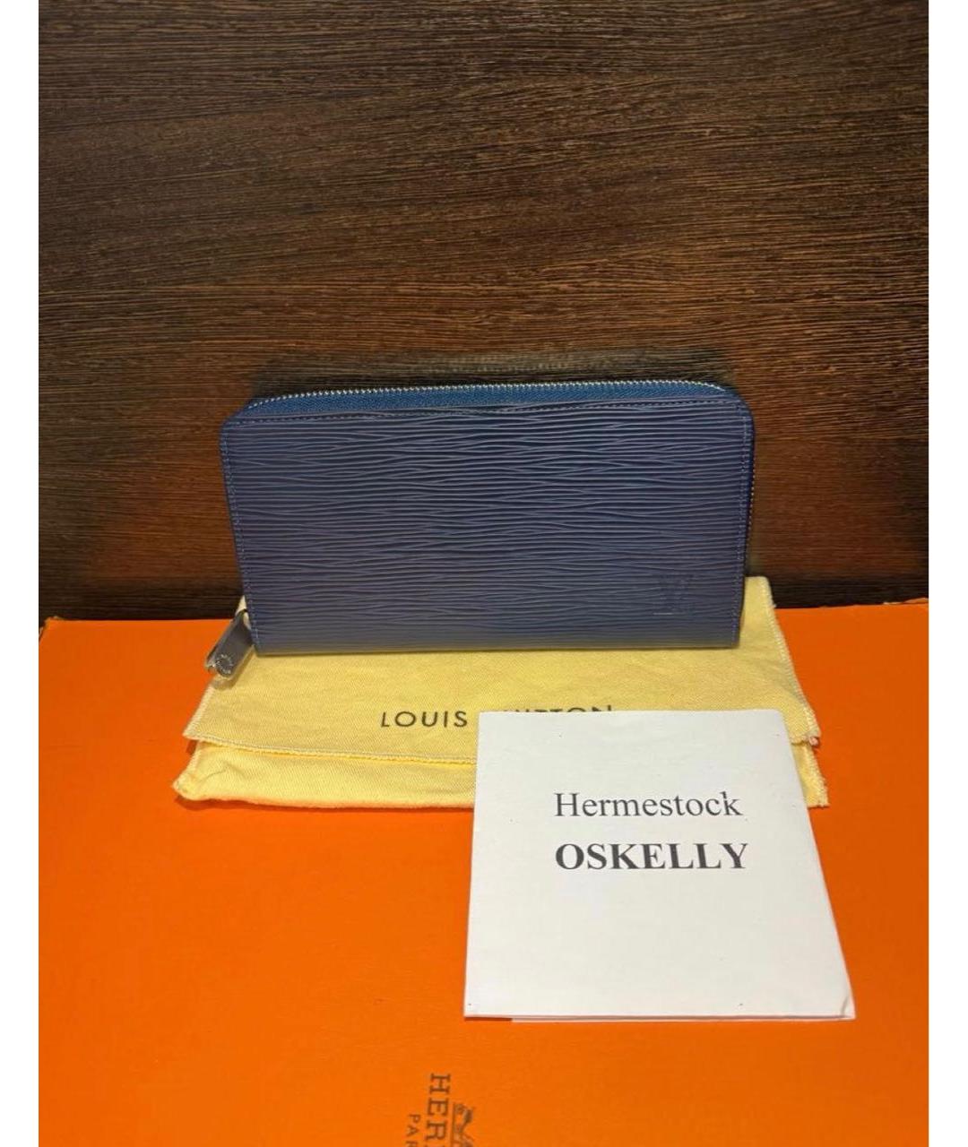 LOUIS VUITTON Темно-синий кожаный кошелек, фото 2