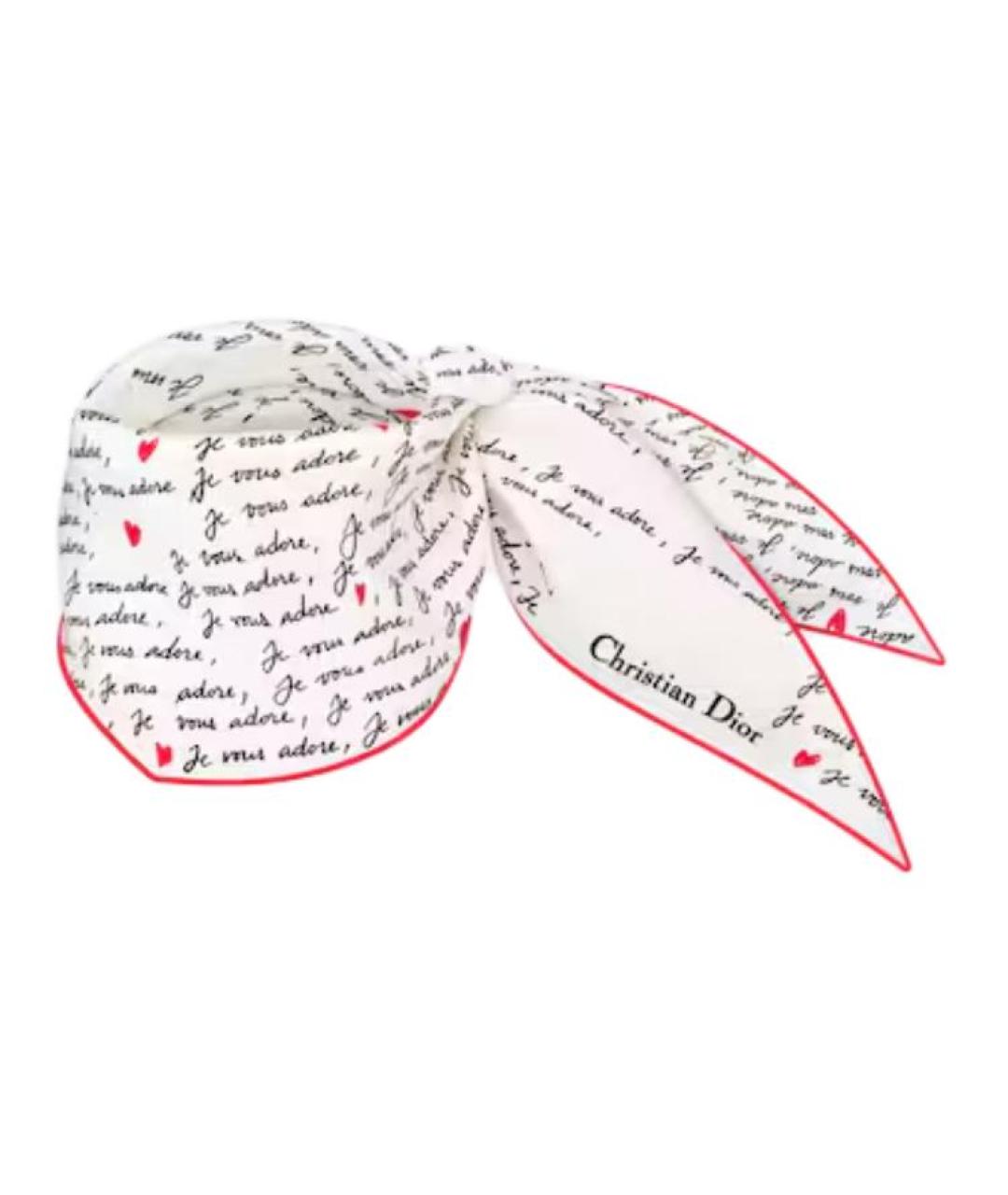 CHRISTIAN DIOR Белый шелковый шарф, фото 2