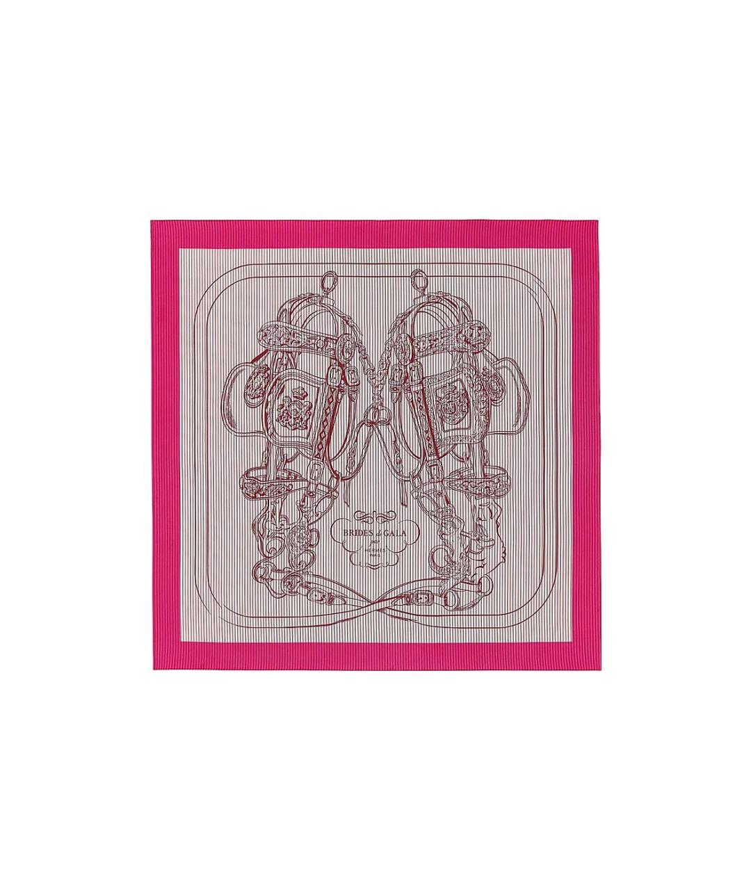 HERMES Розовый шелковый шарф, фото 1