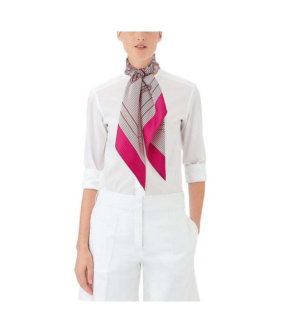 HERMES Розовый шелковый шарф, фото 2