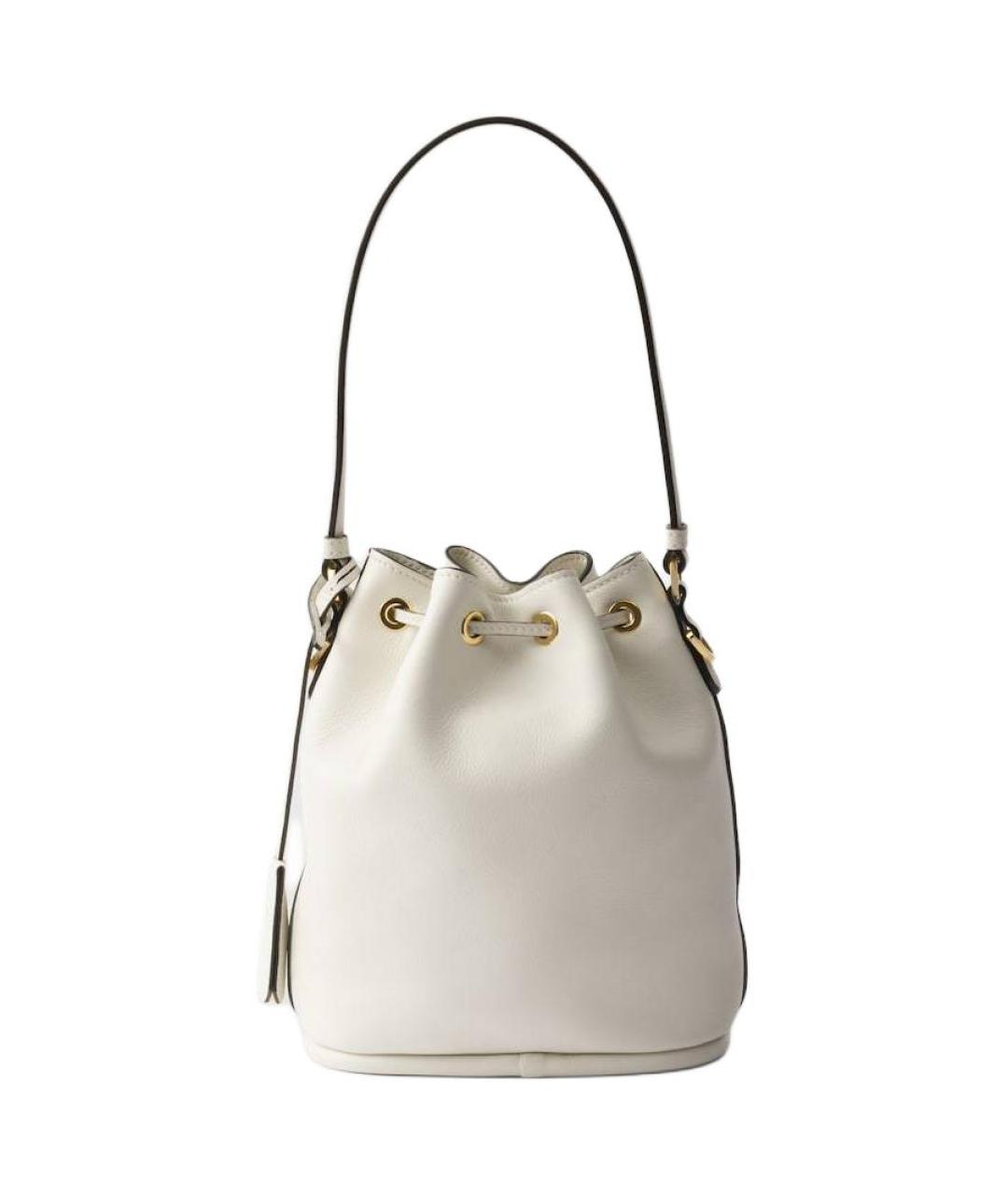 PRADA Белая кожаная сумка через плечо, фото 4