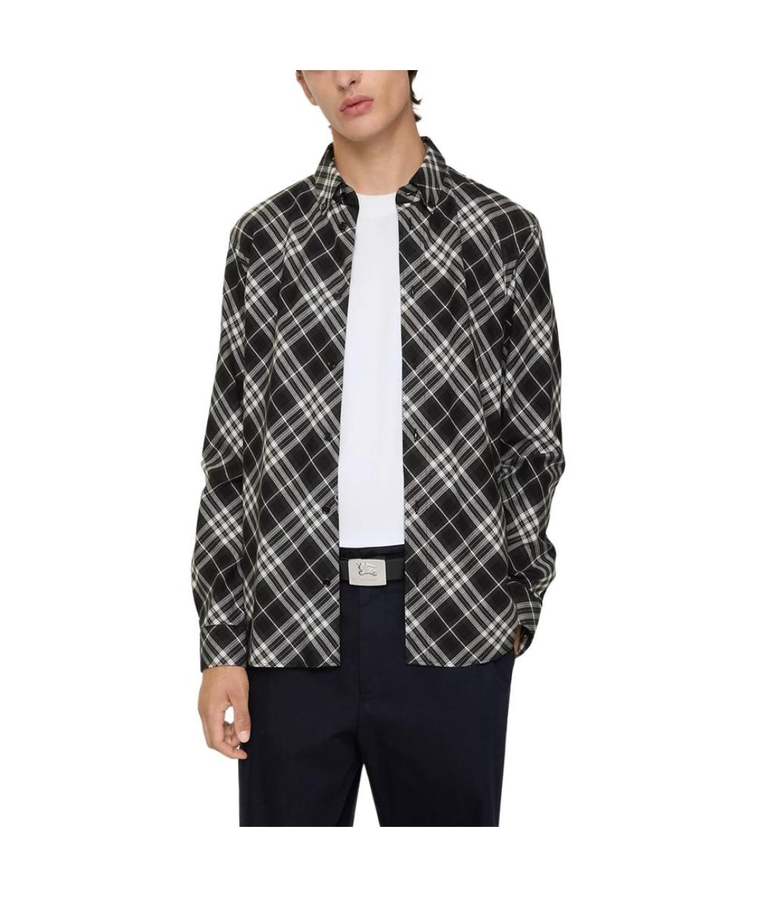 BURBERRY Черная хлопковая классическая рубашка, фото 2