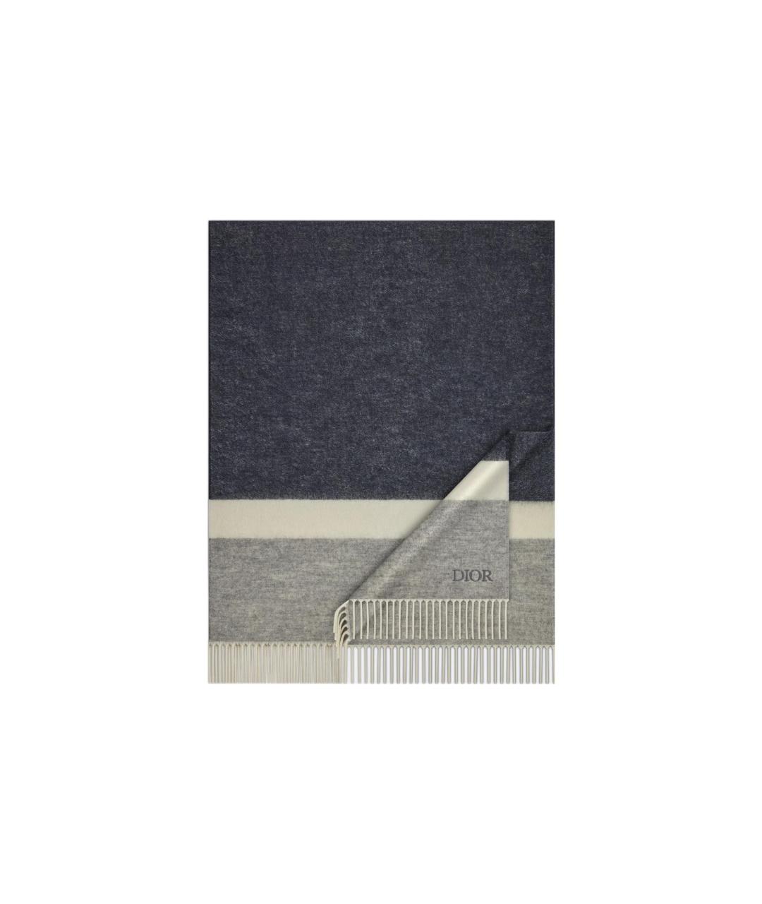 CHRISTIAN DIOR Серый шарф, фото 1