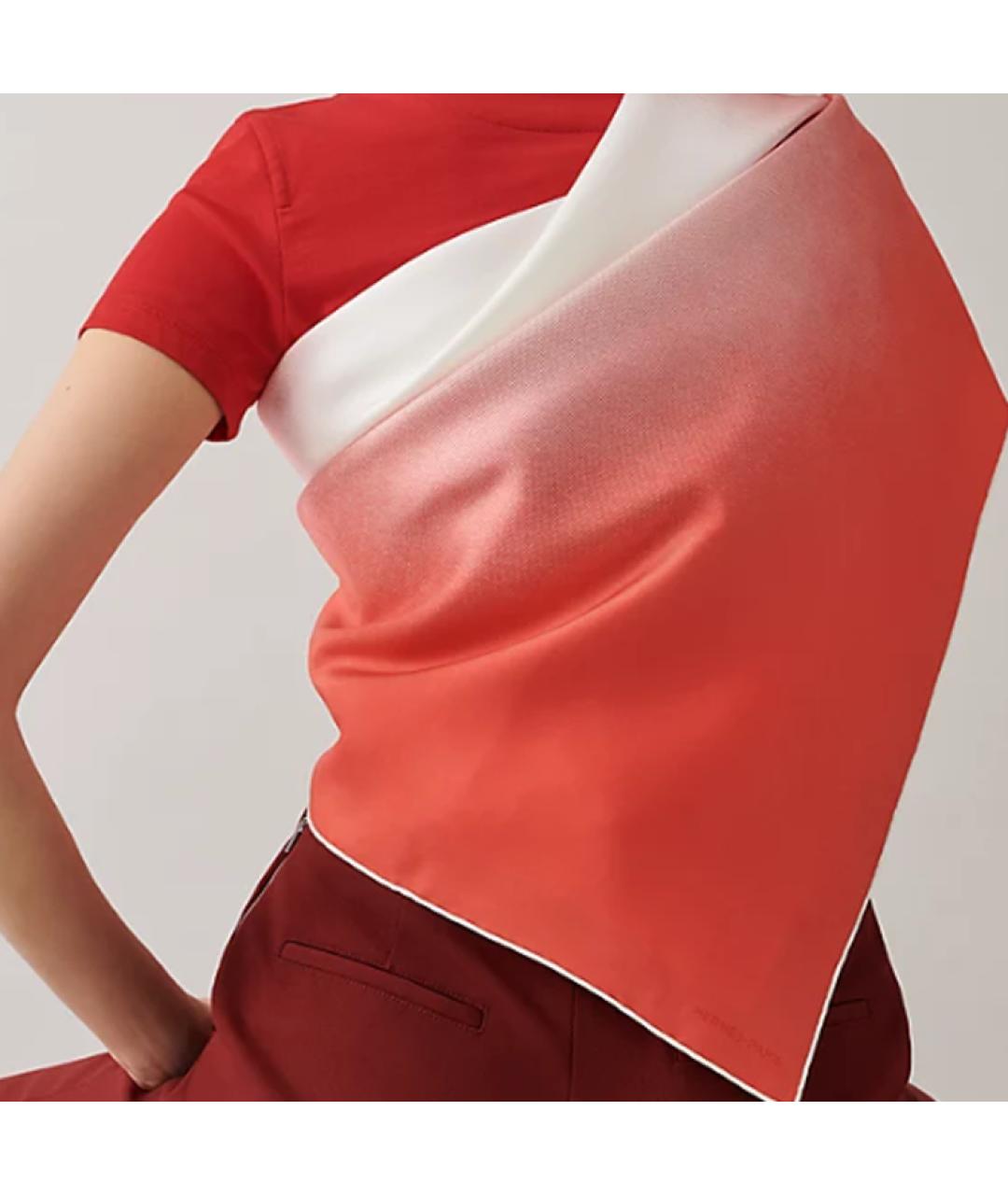 HERMES Красный шелковый шарф, фото 2