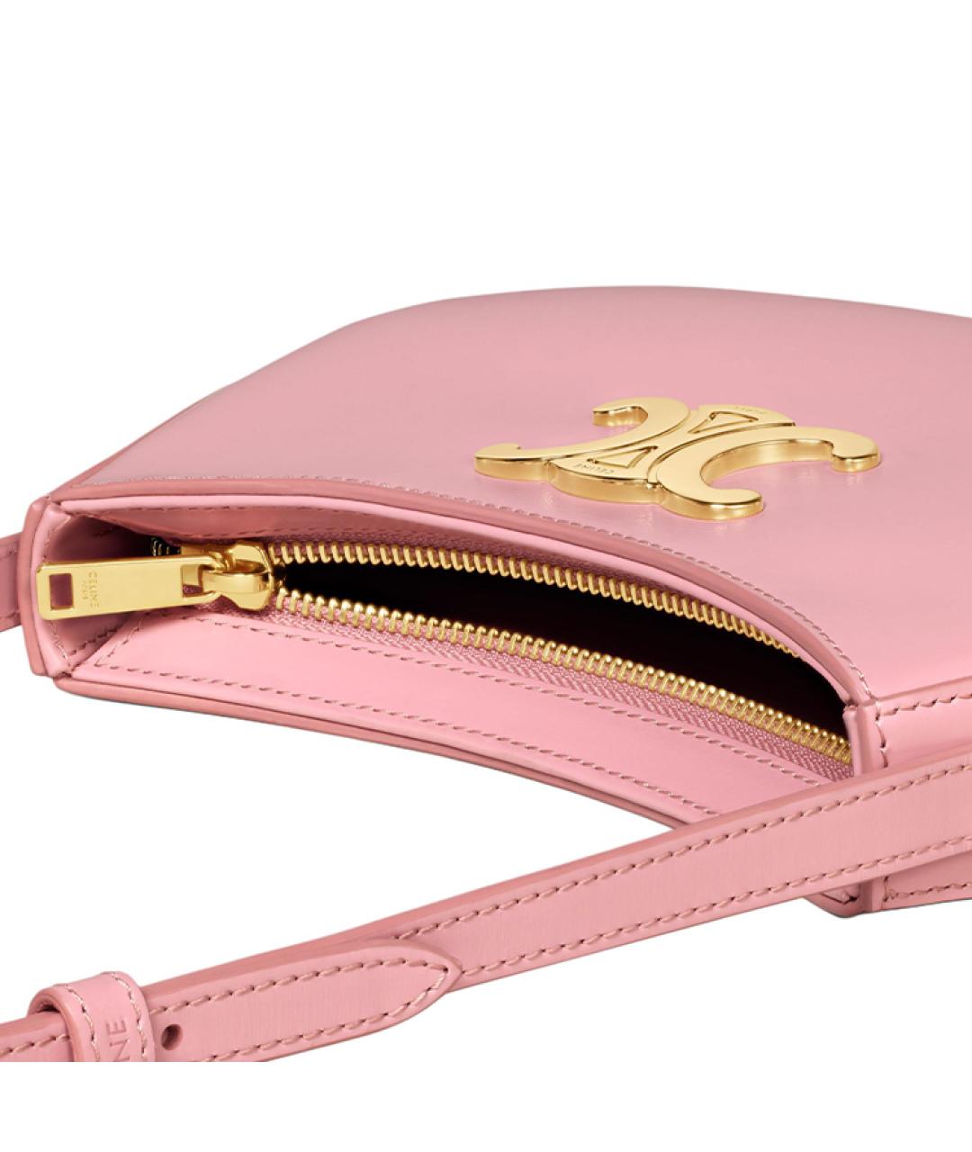 CELINE Розовая кожаная сумка через плечо, фото 4