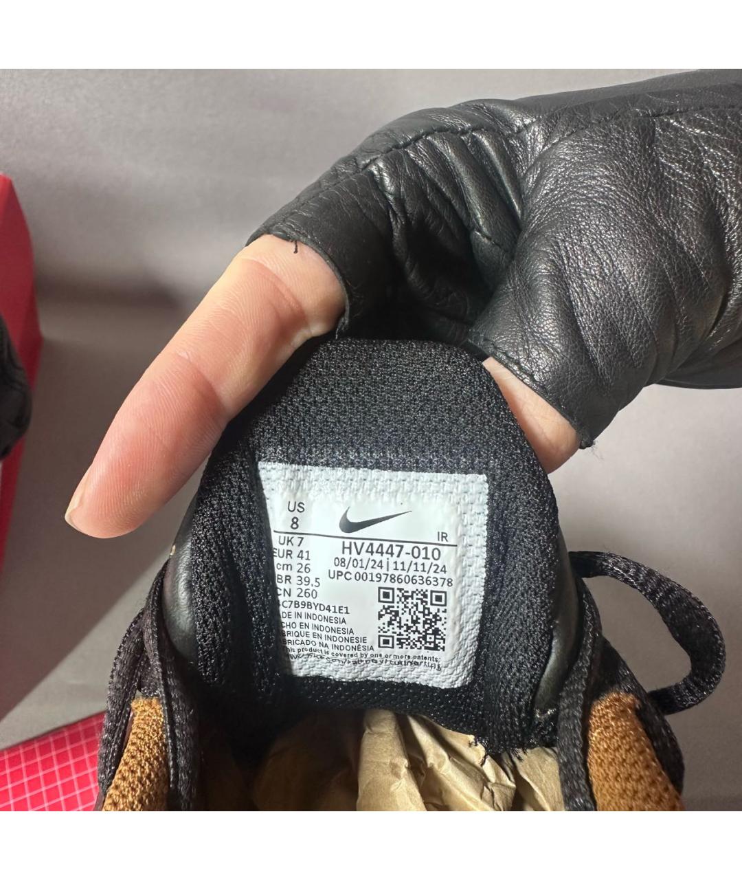 NIKE Черные кожаные низкие кроссовки / кеды, фото 5