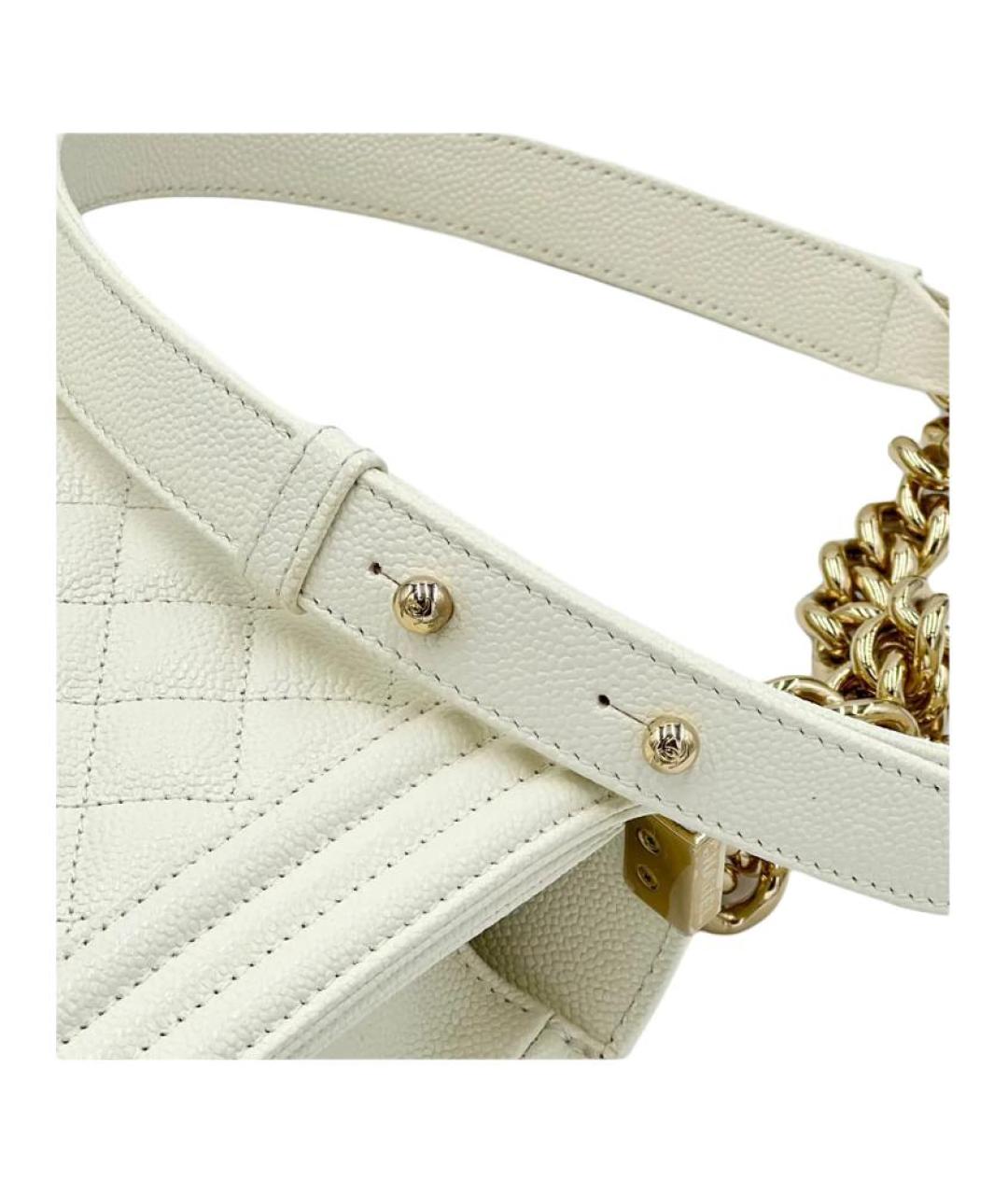 CHANEL Белая кожаная сумка через плечо, фото 5