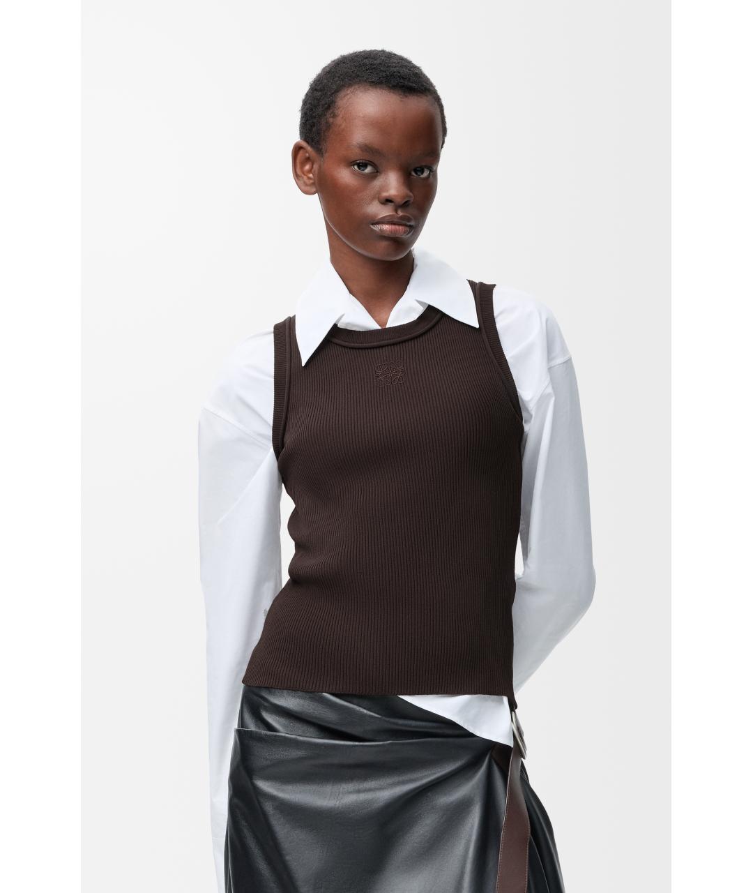 LOEWE Коричневая вискозная майка, фото 3